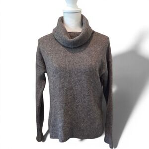 Nanette Lepore Sweater Wool Yak Cowl Neck Relaxed Brown Heather Minimalist L
